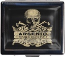 7 dage forkromet skinnende sølv pill Organizer med spejl inde har 8 separate kompartmenter rektangel 7 dage pill boks pill sag (Vintage Arsenic Skull Poison)