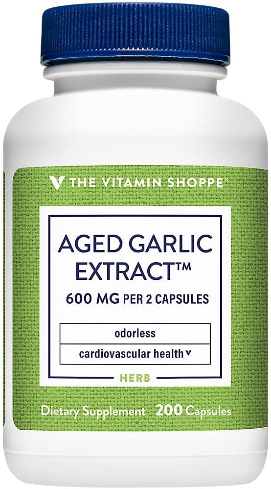 Den Vitamin Shoppe Odorless Lagret hvidløg ekstrakt - Understøtter hjerte-kar-sundhed - 600 MG (200 kapsler)