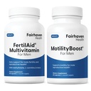FertilAid til mænd og MotilityBoost Combo, prenatale vitaminer og mandlig fertilitet supplement til støttetælling og motilitet med L- Carnitin, CoQ10, Zink og mere, 150 kapsler, 1 måned Supply