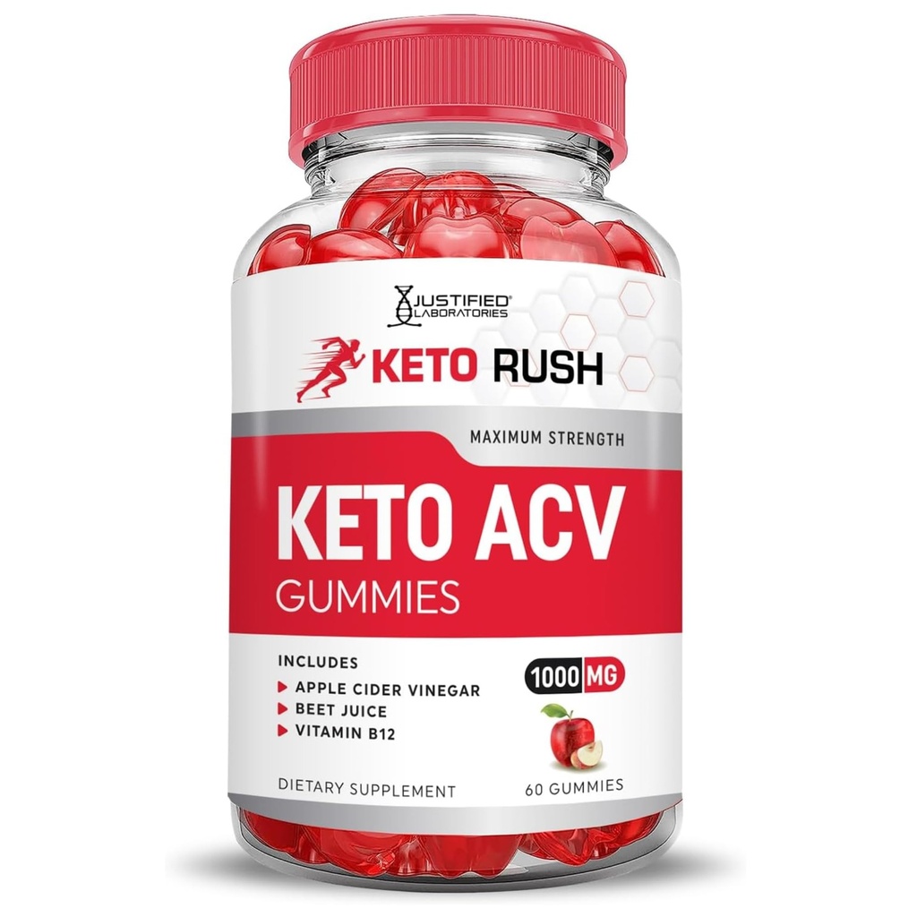 Keto Rush Keto ACV Gummies Advanced Formel 1000MG Keto Rush Keto Gummies Apple Cider Vinagar Boost Formuleret med Pomegranat Beet Juice Powder B12 Vegan Non GMO 60 Gummys