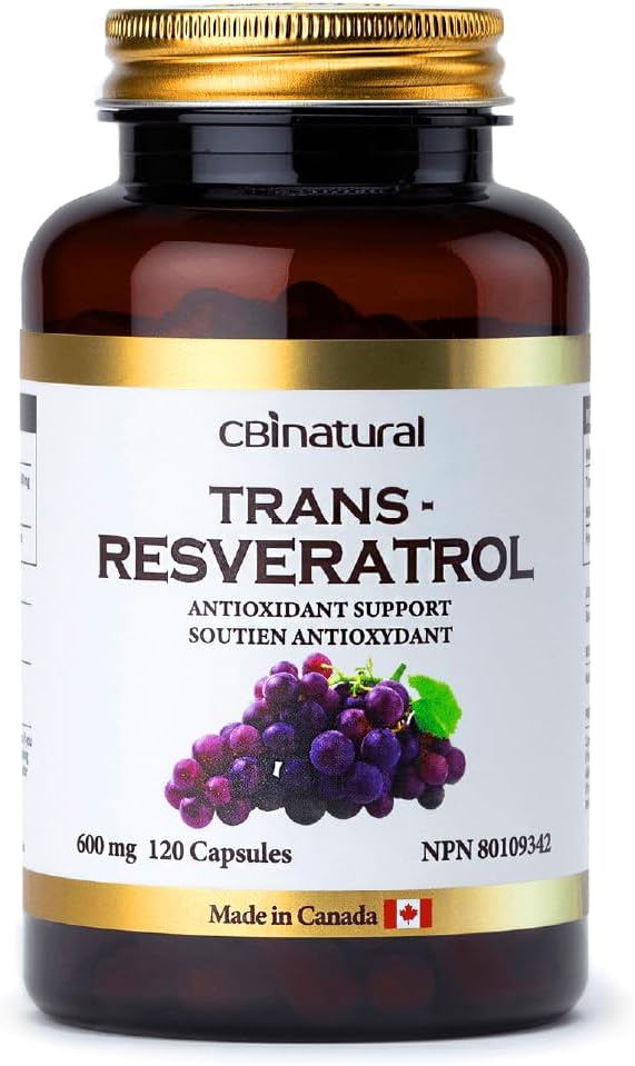 Trans- Resveratrol 600 mg, høj potens antioxidant, understøtter cellular sundhed & sund aldring, 120 Vegan kapsler, 4-måneds forsyning, non-GMO, gluten fri