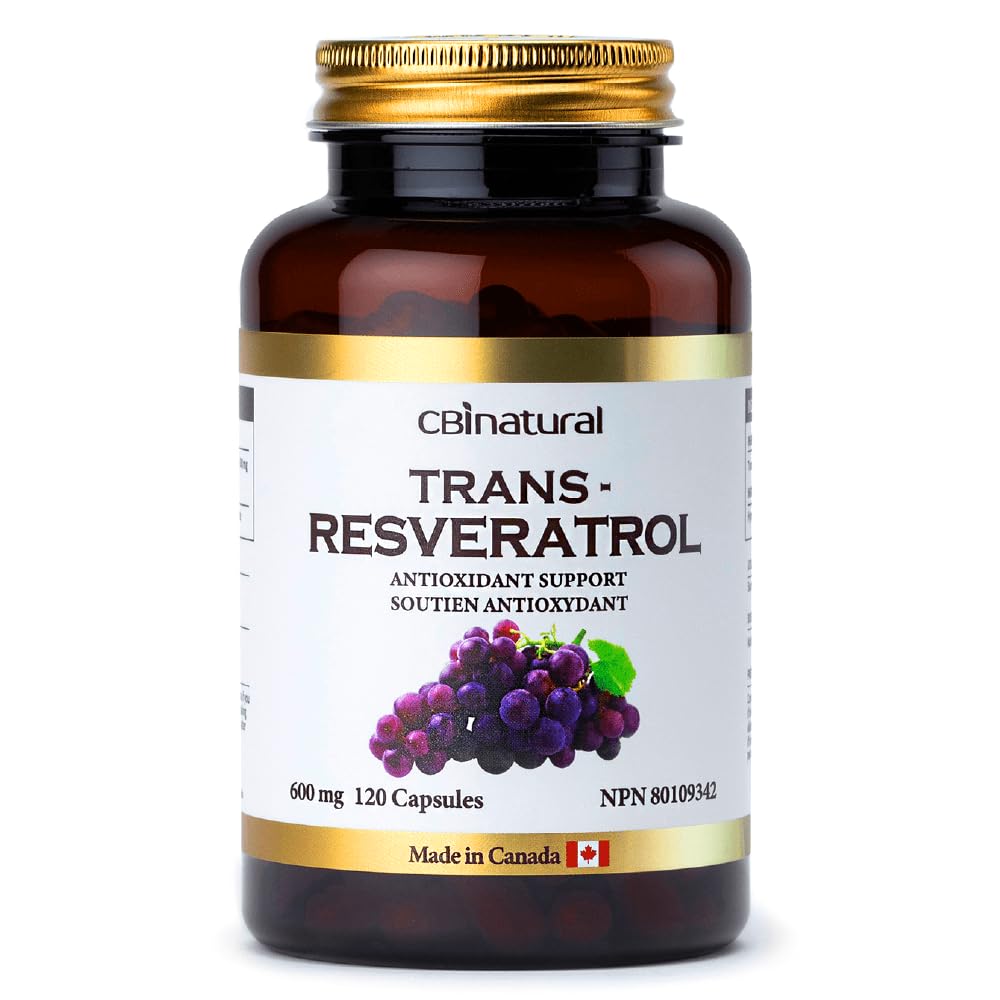 Trans- Resveratrol 600 mg, høj potens antioxidant, understøtter cellular sundhed & sund aldring, 120 Vegan kapsler, 4-måneds forsyning, non-GMO, gluten fri