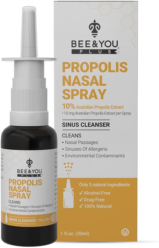 BEE og dig Plus Natural Propolis Nasal Sprøjte 1 Fl oz124; Congestion Relief Drug Free & Alkohol Free, Sinus Relief, Allergi, Nasal Fugtgivende Spray