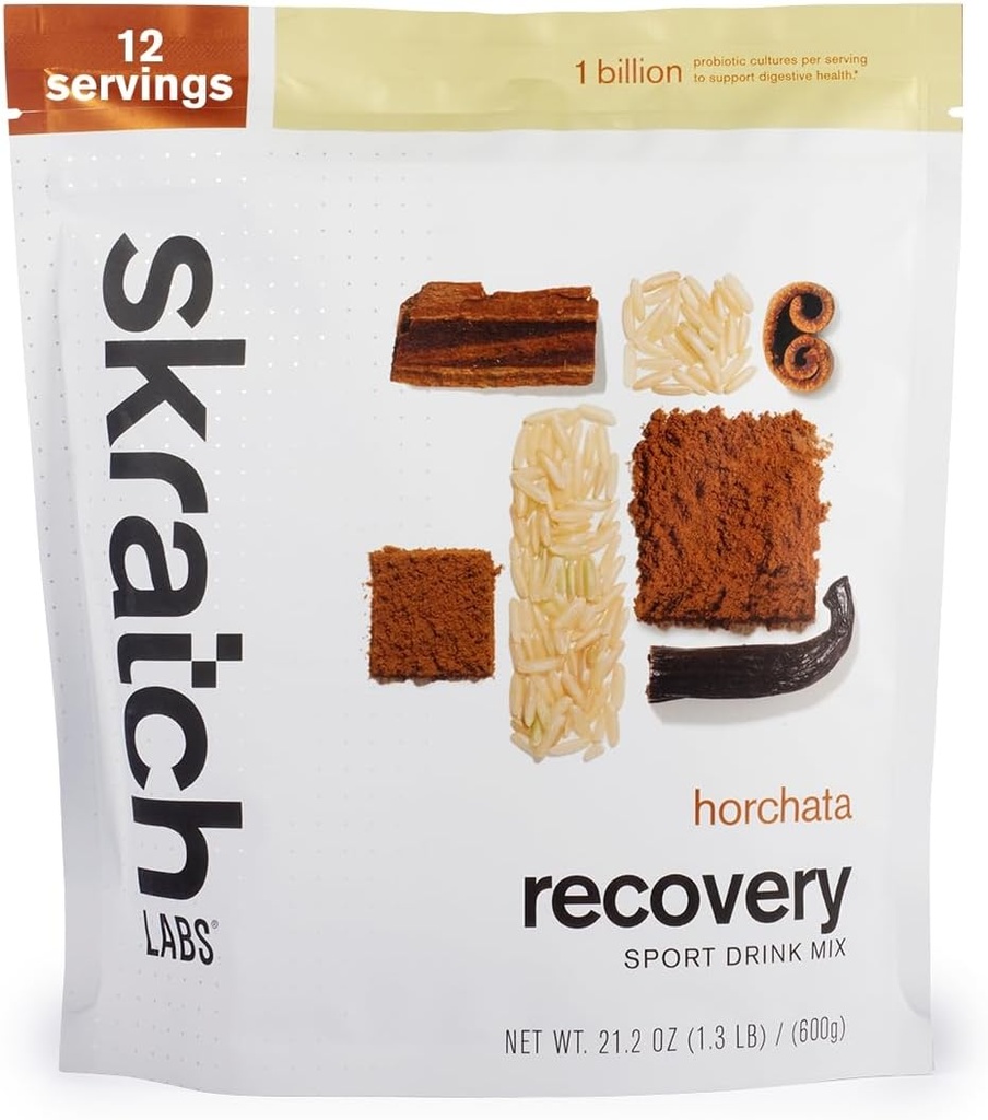 Skrattch Labs Post Workout Inddrivelse Drik Mix med Horchata, (21.2 oz, 12 Servere) med komplet mælk protein af Casein og Whey og Probiotika, Gluten Free, Kosher, Vegetar