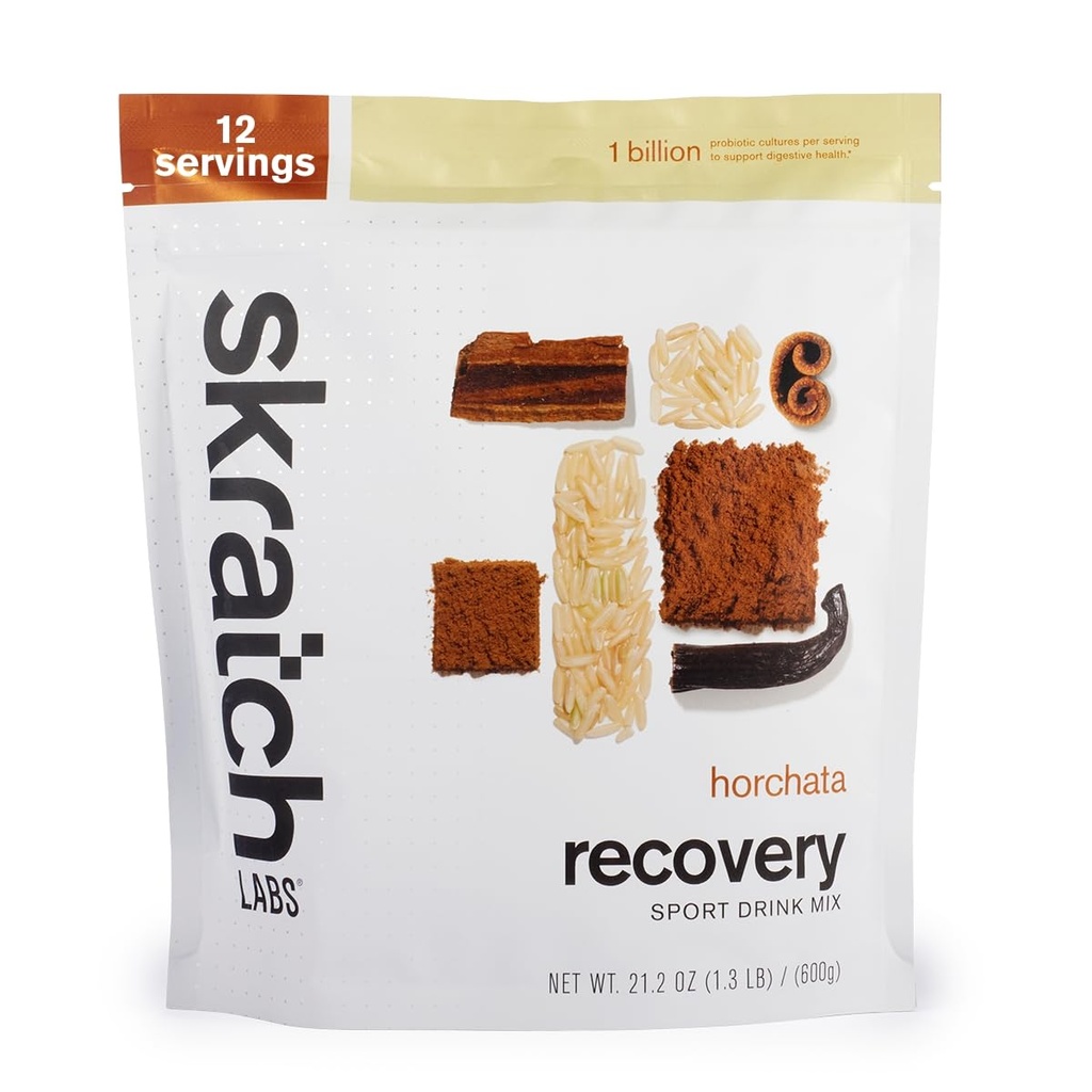 Skrattch Labs Post Workout Inddrivelse Drik Mix med Horchata, (21.2 oz, 12 Servere) med komplet mælk protein af Casein og Whey og Probiotika, Gluten Free, Kosher, Vegetar