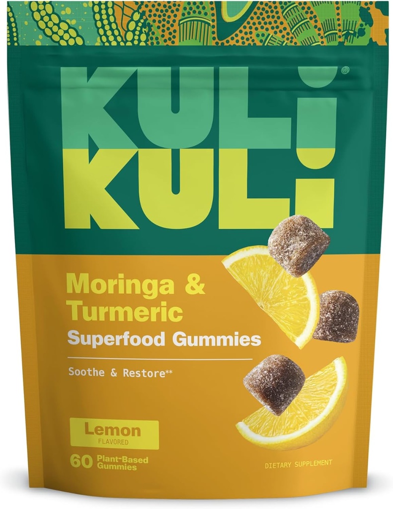 Kui Kui Super Energy Gummies - Energi Kosttilskud med Moringa, Caffe- Free Natural Energy Booster - 60 Non- GMO, Gluten- Free Moringa Gummies