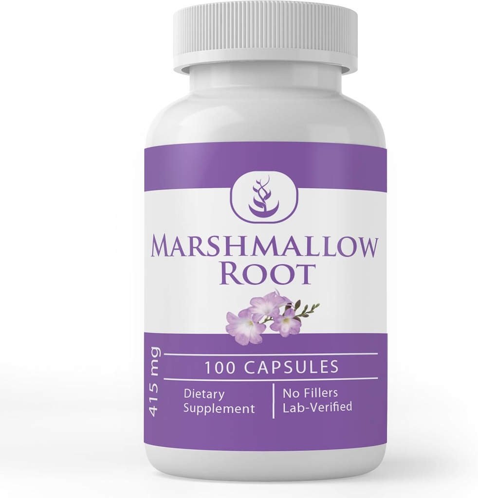 Pure Original Ingredienser Marshmallow Root, (100 kapsler) Altid Pure, Ingen tilsætningsstoffer eller Fillers, Lab Verified