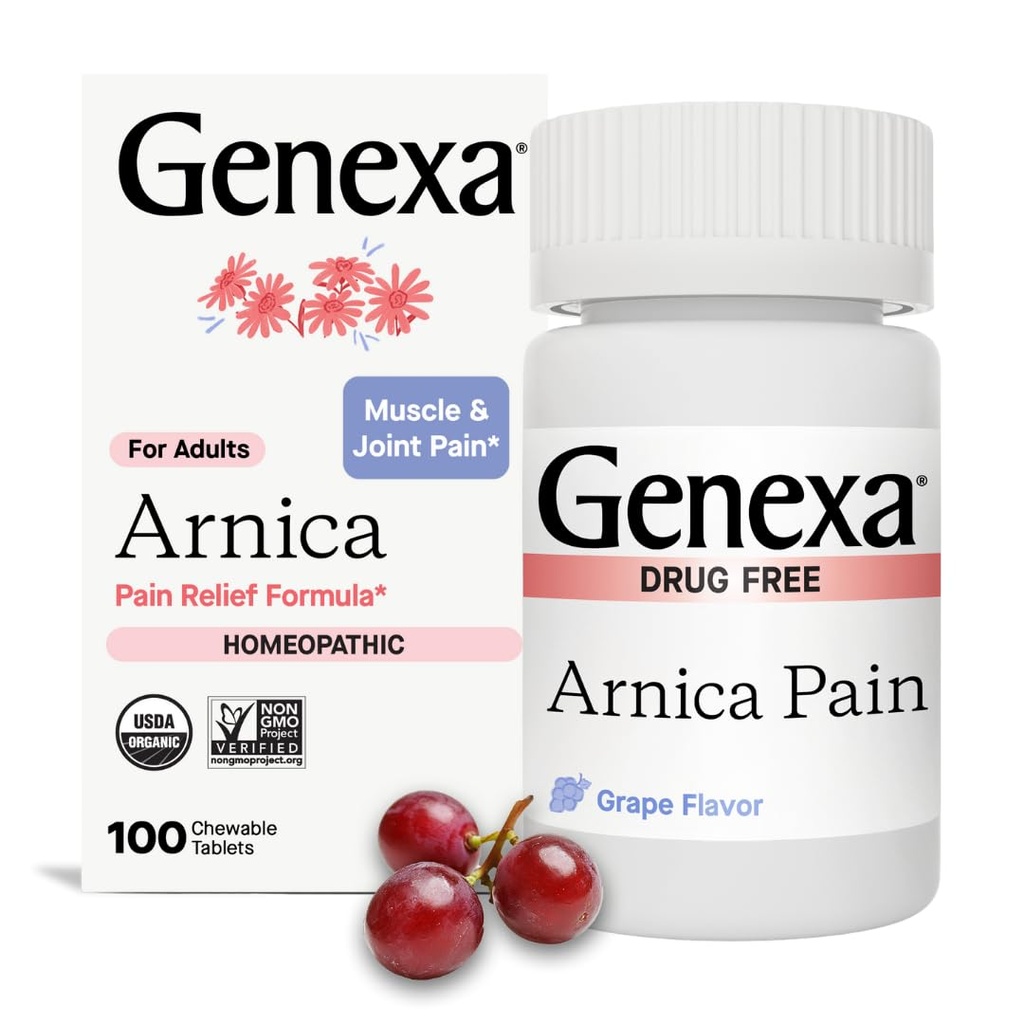 Genexa Arnica til smertestillende medicin 124; Allequate Muscle & Joint Pain, Bevidsthed & Stiffness