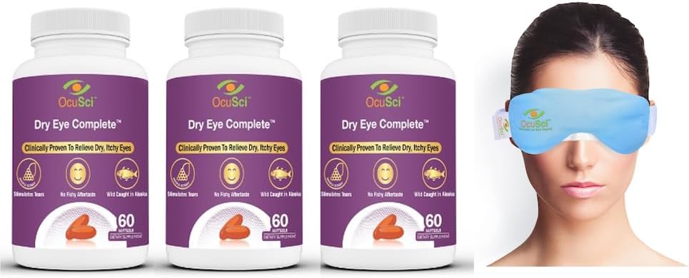 Tør øje komplet, Formuleret til tørre øjne. Ultimate Vision Health Ingredienser: Omega-3, Omega-7, Lutein, Vitamin D3 (3 måneder Tilgang)