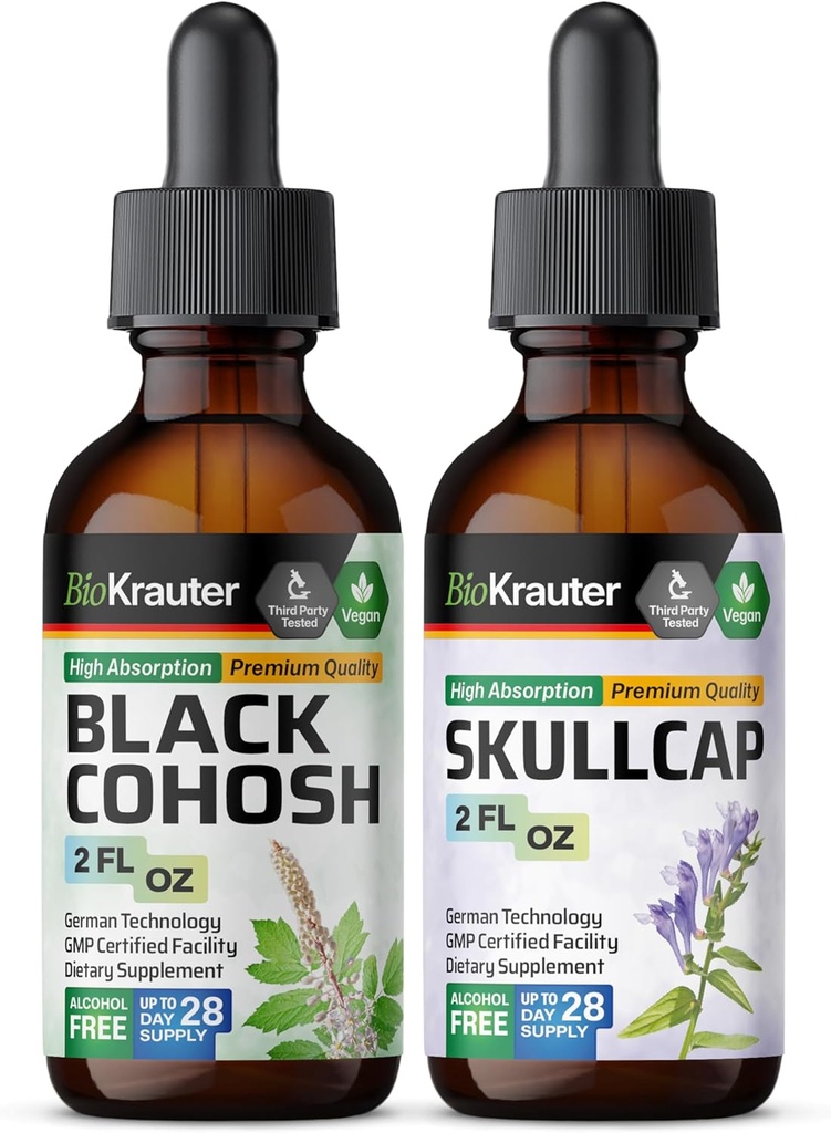 BIO KRAUTER Black Cohosh Tinktur 2 Fl. Oz. & Skullcap Tinktur 2 Fl. Oz.