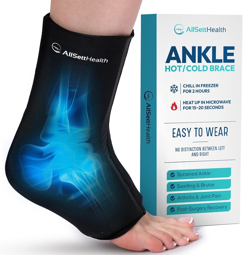Ankle Ice Pack Wrap for Hævelse - Varm / kold terapi Ice Wrap for Foot Pain Relief, Heel Pain Relief, Plantar Fasciitis, Achilles Tendonitis Relief, Sprained Ankle Kompression, Lille / Medium