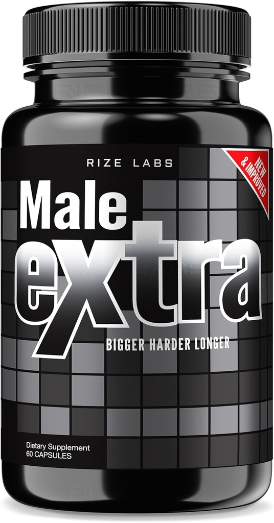 rize laboratorier - Mand Ekstra Kapsler - Performance Supplement for mænd, Maksimal Strength Support, Ultra Pure Pills, Non- GMO Vegan Supplement Advanced Formel (60 Kapsler)