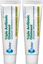 Globe Triple Antibiotic First Aid Salve, 1 oz (2-Pack) Førstehjælp Antibiotic Salve, 24-timers infektion beskyttelse, Sårpleje behandling for mindre skrabere, Burns og cuts