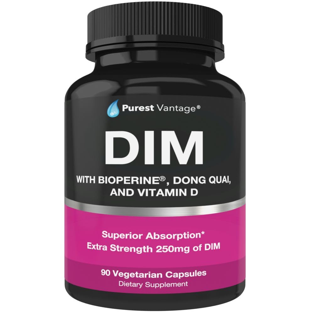 Pure DIM supplement 250 mg Diindolylmethan Plus BioPerine og Dong Quai - Hormonbalance Support til kvinder og mænd, menopause & østrogen Support - 90 Vegetariske kapsler