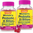 Nå Ja 25 Millioner Probiotika til kvinder Cranberry og D- Mannose Gummies (2 Pack) - Vaginal og Gut Sundhed, fordøjelsesstøtte, og Feminin Sundhed - Dame Probiotic med 12 Probiotika - 60 Gummies