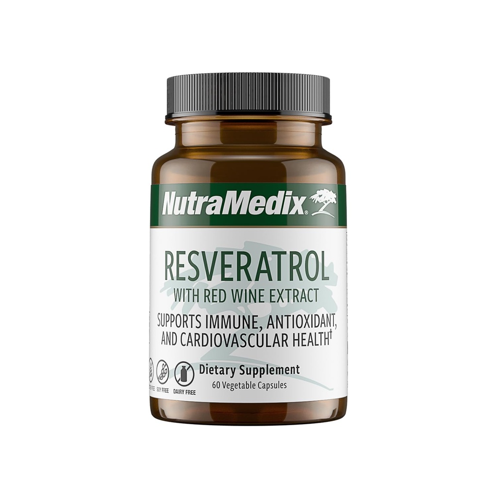 NutraMedic Resveratrol kapsler - Biotilgængelige antioxidanter supplement fra rødvin ekstrakt + Grape Skins - 200mg Japansk Knotweed til immunforsvar & cardiovaskulær Support (60 kapsler)