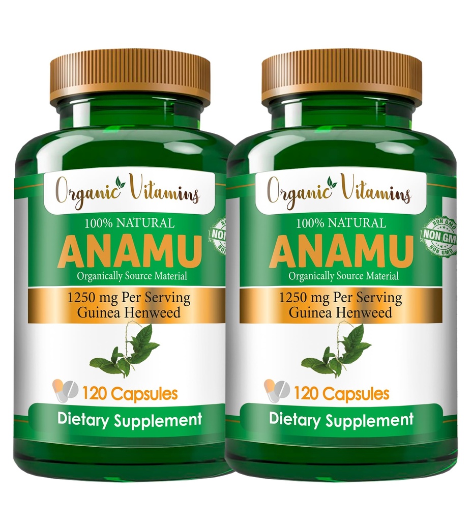 Organiske vitaminer Anamu 1250mg 100% Organisk dyrkede 240 Kapsler i alt Petiveria Allicea Vitamisan