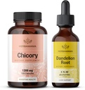 HERBAMAMA Chicory and Dandelion Kit - Bundle of 1200 mg Chicory Root Capsules & Dandelion Root Tincture 2 fl oz - Vegan, Non- GMO, Sugar & Alcohol- Free - 2 Pack