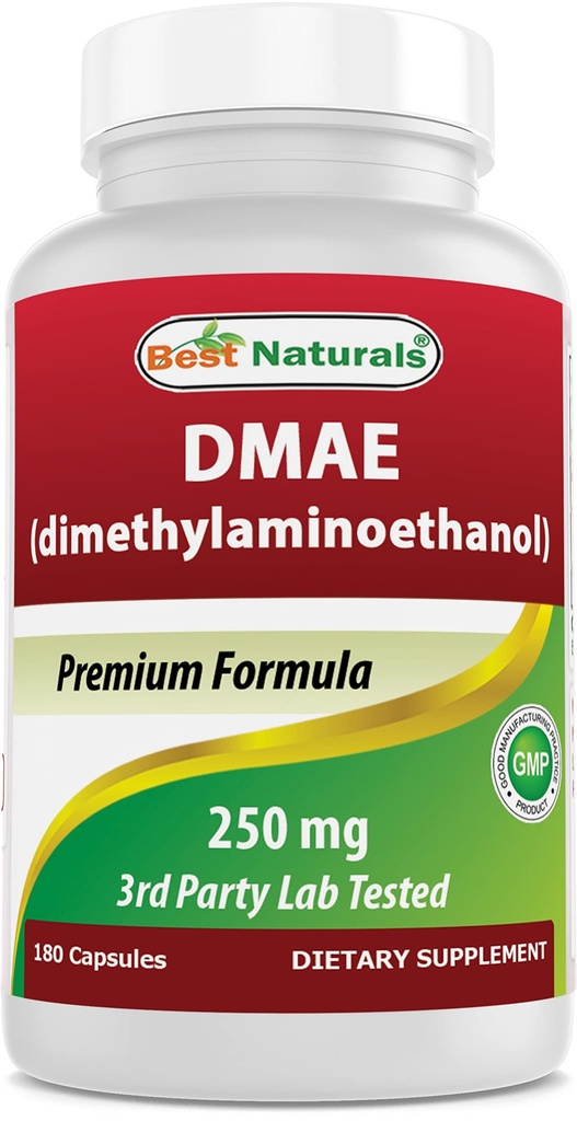 Bedste Naturals DMAE Supplement 250 mg 180 Kapsler - Dimethylaminoethanol Bitartrat