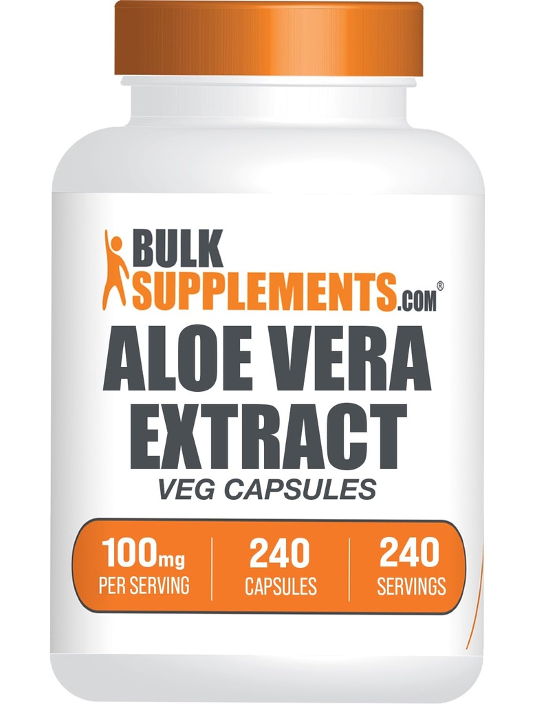 BulkSupplements.com Aloe Vera Kapsler - Aloe Vera Extract, Aloe Vera Supplement - Herbal Supplement, Gluten Free, 1 Kapsel per Serving, 240 Veg Kapsler (pakke med 1)