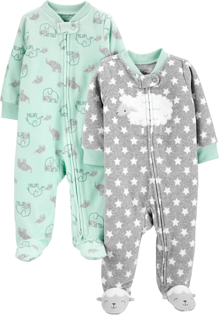 Simple glæder af Carters unisek- baby 2- pack Neutral Fleece Footed Sleep and Play