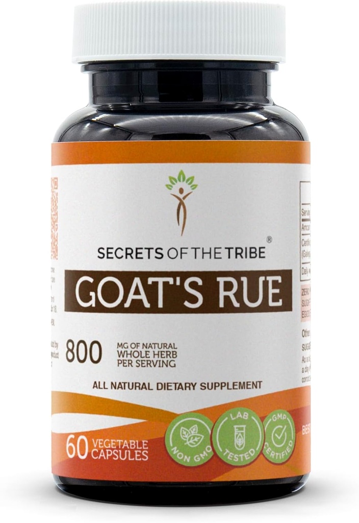 Secrets of the Tribe Geat 's Rue 60 Capsules, 800 mg, Goat' s Rue (Galega officinalis) Tørret Herb (60 Capsules)