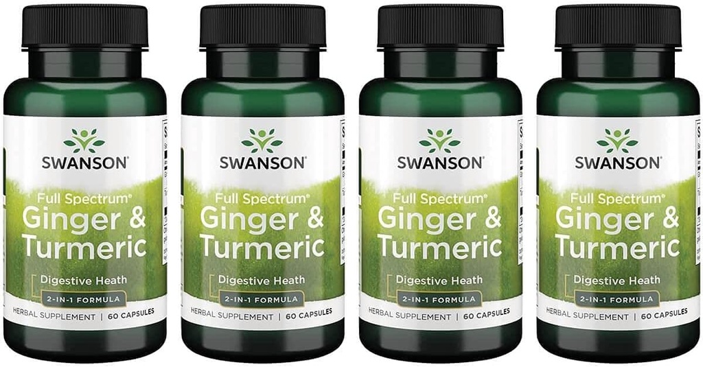 Swanson Full Spectrum Ginger & Gurkemeje 60 Kapsler 4 Pack