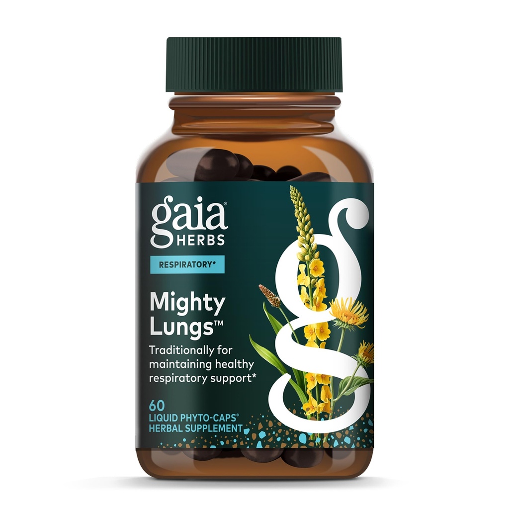 Gaia Herbs Mighty Lungs - Lung Support til at hjælpe med at opretholde total Lung & Respiratory Health * - Med Mullein, Plantain, Schisandra & Elecampane - 60 Vegansk flydende Phyto- kapsler (30- Day Supply)