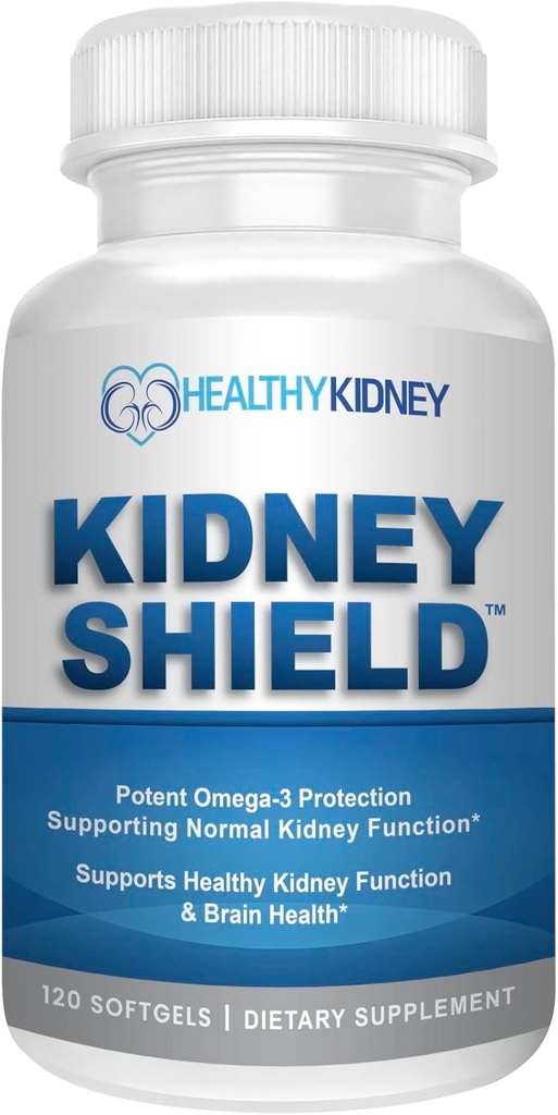 Nyreskjold Omega 3 Fish Oil Kosttilskud - DHA EPA Omega 3 supplement til kvinder & mænd Nyresundhed - Omega3 til støtte normale Nyrer Funktion & Cleanse, Detox & Reparation - 120 Lemon Softgels