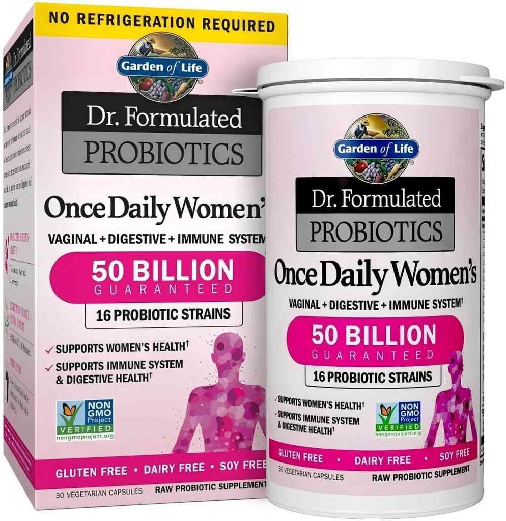 30 Kapsler En gang daglig Dr. Formuleret Probiotika til kvinder 50 Millioner CFU 16 Probiotiske Strops med økologiske Prebiotika til fordøjelse, vaginal & immunforsvar sundhed, Dairy Free. 1 Pack