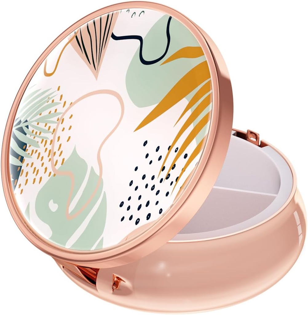 Rouidr Pill Box, 3 Segment Medicine Pill Case, Lille Metal Travel Medicine Box for pung & lomme, Rose Gold, Boho blade