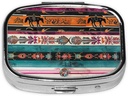 Horse Print Printed Square Pill Organizer med 2 afdelinger, Portable Mini Pill Box Pill sag for medicin, Vitamin, Fiskeolie, Kosttilskud