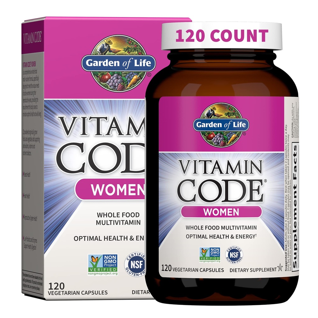 Livets Multivitamin til Kvinder, Vitamin Code Kvinder Multi - Hel mad Kvinder Multi Vitamin, Jern, Folate ikke Folinsyre, Vitamin A og Probiotika til Kvinder Energi, 120 Vegetariske Kapsler