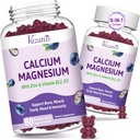 2 Pack Calcium Magnesium Zinkgummier med vitamin D3 & B12, Sukker gratis Calciumtilskud til kvinder Mænd, Vegansk blåbær Flavor