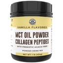 Keto MCT Oil Powder + Collagen + Prebiotic Acacia Fiber, Vanilla Flavor, 16oz. MCT Oil Powder fra Coconuts. Græs Fed Collagen, Perfekt til Keto, 0 Net Carb, Stevia, Erythritol, Pulveriseret Drik