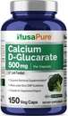 NusaPure Calcium D- glucarat 500 mg 150 Veggie Caps, Vegan, Non- GMO, Gluten- Free