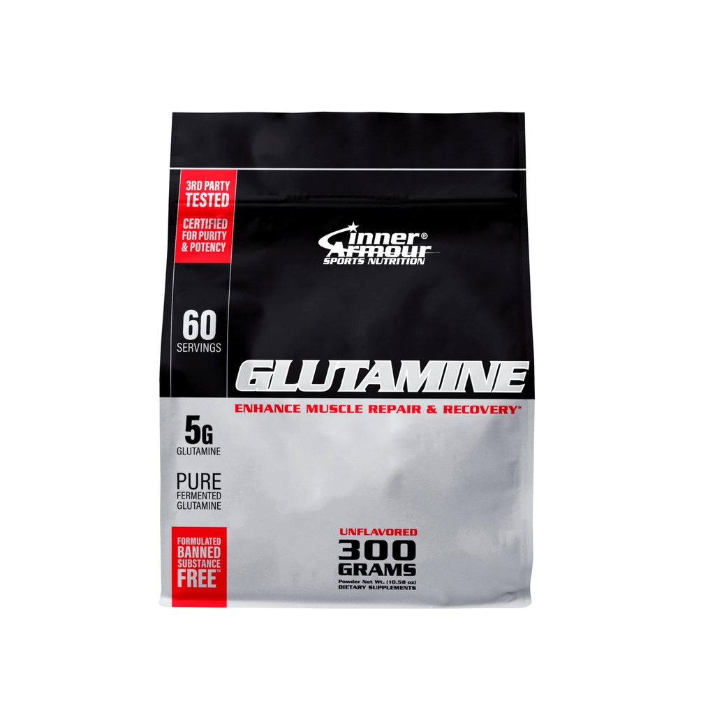 Pure Glutamin Powder - Post Workout Inddrivelse - Muscle Growth - Immunsystemet funktion - Hurtig opløsning, Flavor- fri, Vegan- Friendly Fitness Supplement - 300 gr eller 60 Servering