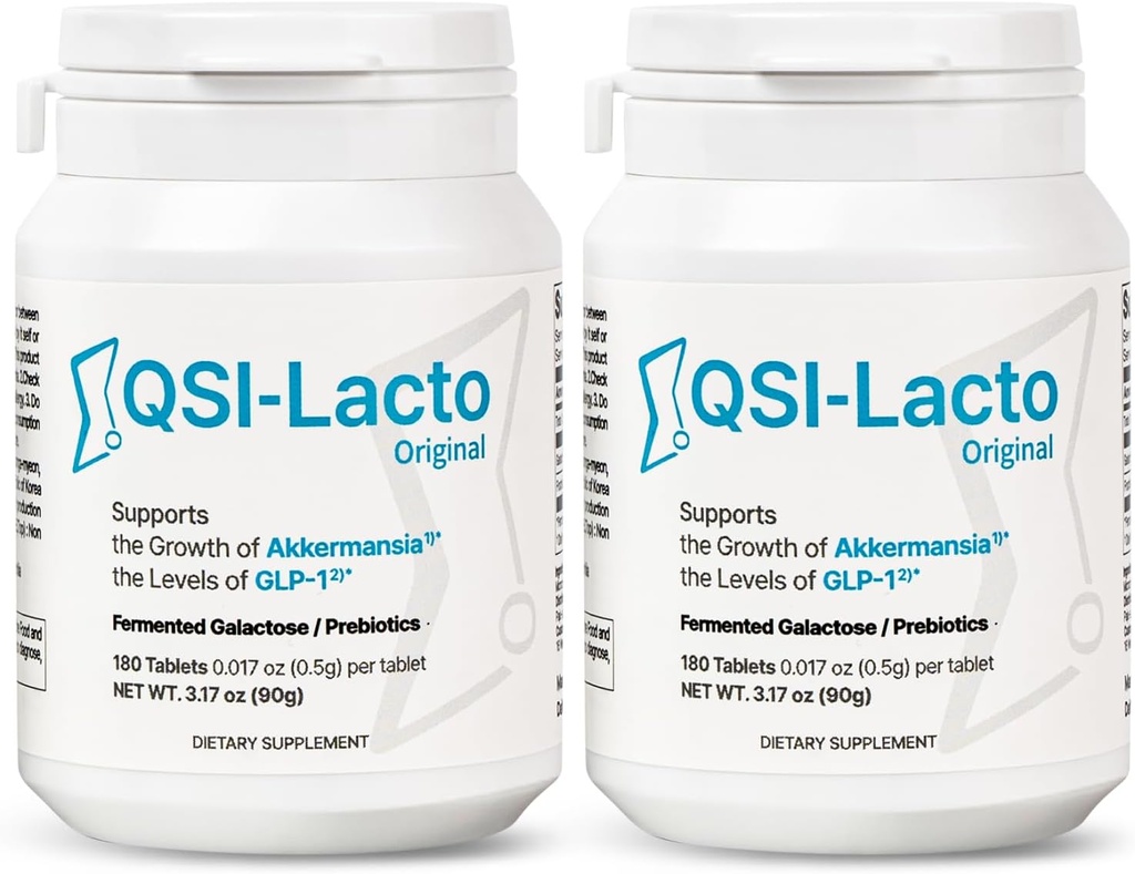 QSI- Lacto Original 2 Pakker, 180 Servering, Naturligvis understøtter GLP-1 niveau Elevation, Galactose inkluderet, Gut sundhed, Prebiotika, Chewable