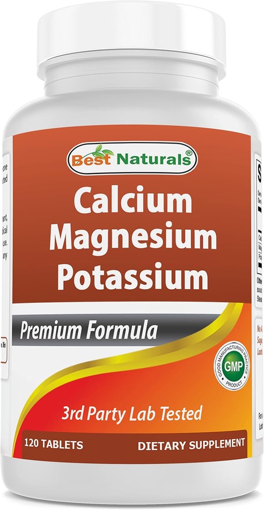 Bedste Naturals Calcium Magnesium Kalium - 120 tabletter - Non- GMO & Gluten Free