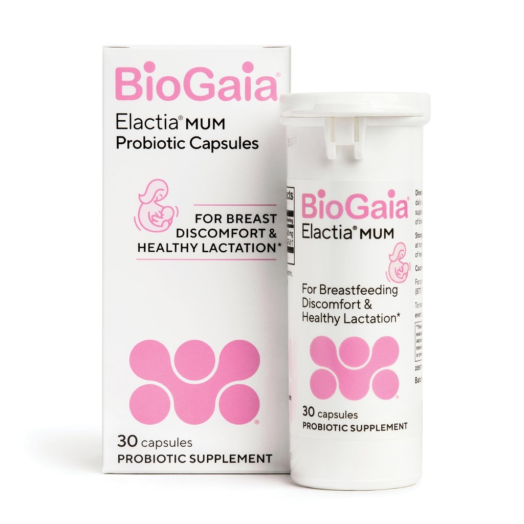 BioGaia Elacia Amning Probiotisk Mex124; Amning Kosttilskud Mex124; Nyfødte Essentials og Probiotika til både mor og barn Mex124; Dagligt tillæg for sund Amning Mex124; 30 Greve Mex124; Breastfeed Happy