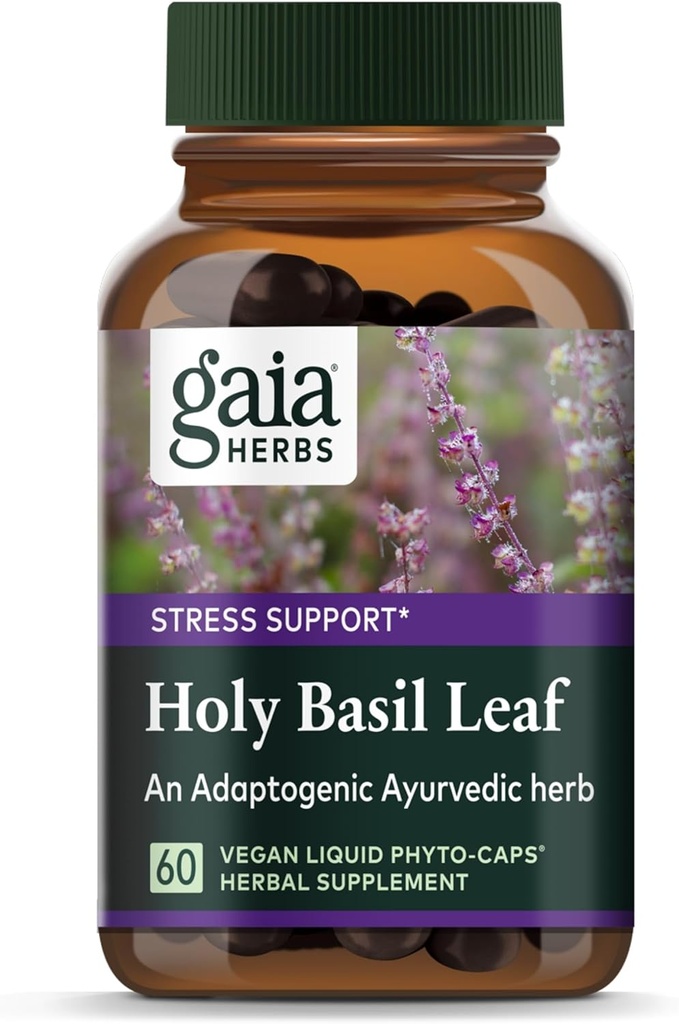 Gaia urter Holy Basil Leaf - Traditionelt bruges til at understøtte stress reaktion - Adaptogen Ayurvedic Herb * - 60 Vegansk flydende Phyto- kapsler (30-dages forsyning)