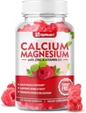Calcium Magnesium Zink med D3- vitamintilskud, Sukker gratis Calciumgummier til kvinder Mænd, Høj Absorption Zinkgummier til ben & muskel & immunforsvar Sundhed, Vegansk hindbær Flavor - 60 Greve