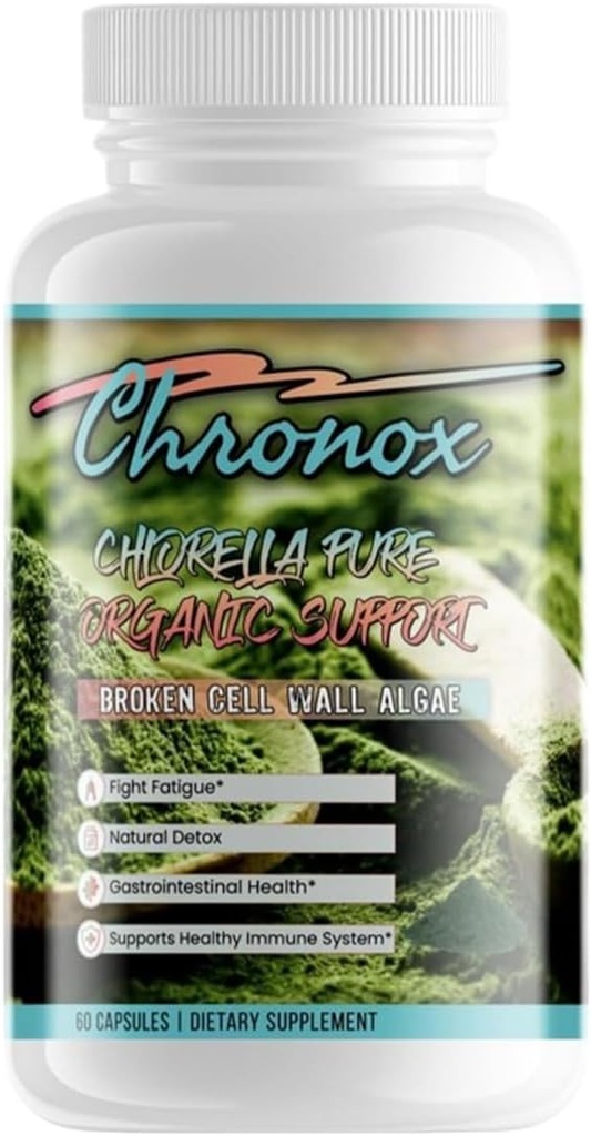 Chronox Chlorella Pure Organic Supplement for Everyday Use - Natural Dietary Supplement Support Immunity Health & Energy - Complete Chlorella Wellness Supplement for en balanceret livsstil - 60 kapsler