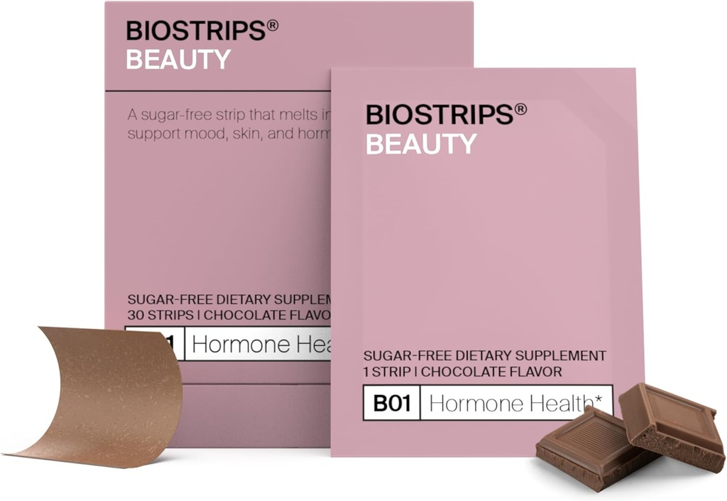 BIOSTRIPS ® Hormone Health Strips for Women against 124; Sugar- Free Daily Hormone Balance med Vitex, Maca, Ginseng, Suntheanine ® Shain124; PMS Support, Hormonal Acne, Perimenopause Supplements Women against 124; Vegan, 30 Ct