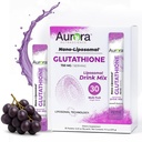 Aurora Nutrascience Nano- Liposomal Glutathion, Grape Poweded Drink Mix Immunum & Antioxidant Gut Health Support Supplement, 750 mg per servering, Non- GMO, Sugar- Free, 30 Single Serve Packets