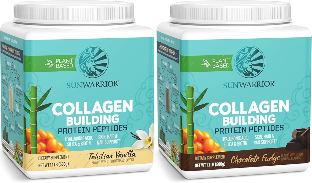 Chokolade & Vanilla Vegan Collagen Protein Powder Set Buddy 124; Bundle & Save Buddy 124; Plant baseret Collagen Booster Buddy 124; Non- GMO ingen Tilføjet sukker soja eller mælk (20 Servere Chokolade, 20 Servere Vanilla)