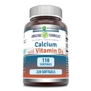 Amazing Formulas Calcium med D3-vitamin 220 Softgels Supplements 124; Non- GROMLE 124; Gluten Free