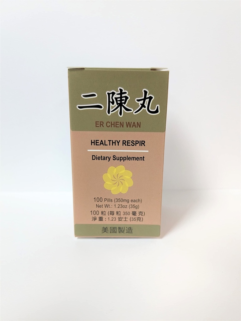 Lao Wei Sund Respir - Er Chen Wan Herbal Supplement Hjælper til bronkial funktion, Luftveje System 350mg 100 Pills Made in USA