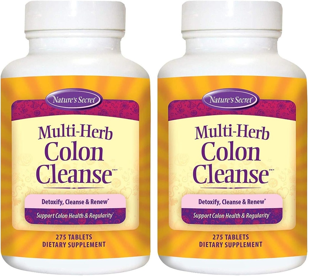 Multi- Herb Colon Cleanse by Nature 's Secret Measures 124; Understøtter fordøjelsessygdomme og regelmæssighed, 275 tabletter (pakke med 2)