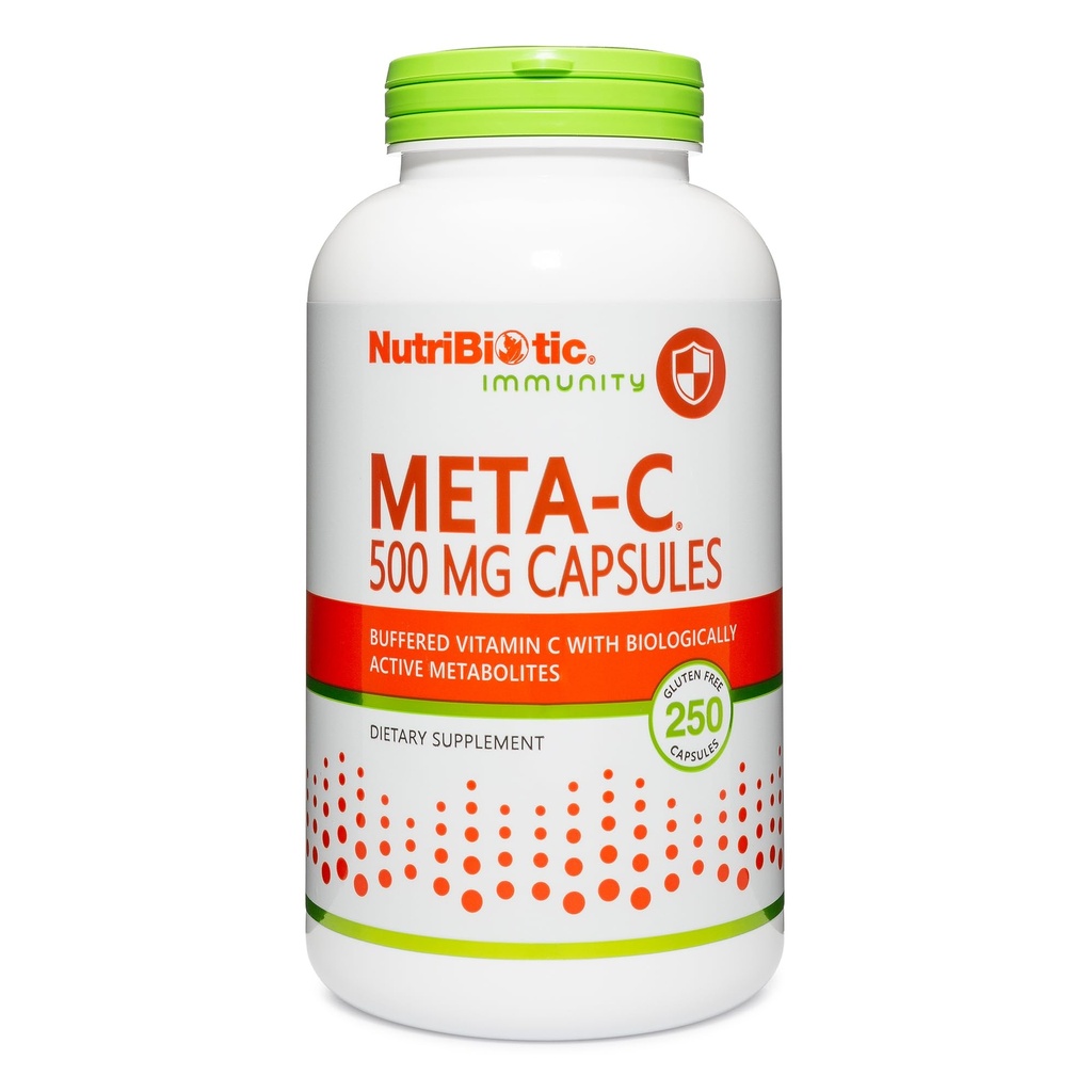 NutriBiotic Meta- C kapsler, 500 mg Spirulina- Bound Vitamin C, 250 Greve Note 124; Bufferet med Calcium, Biologisk Aktive Spirulina Metabolitter & Lemon Bioflavonoider